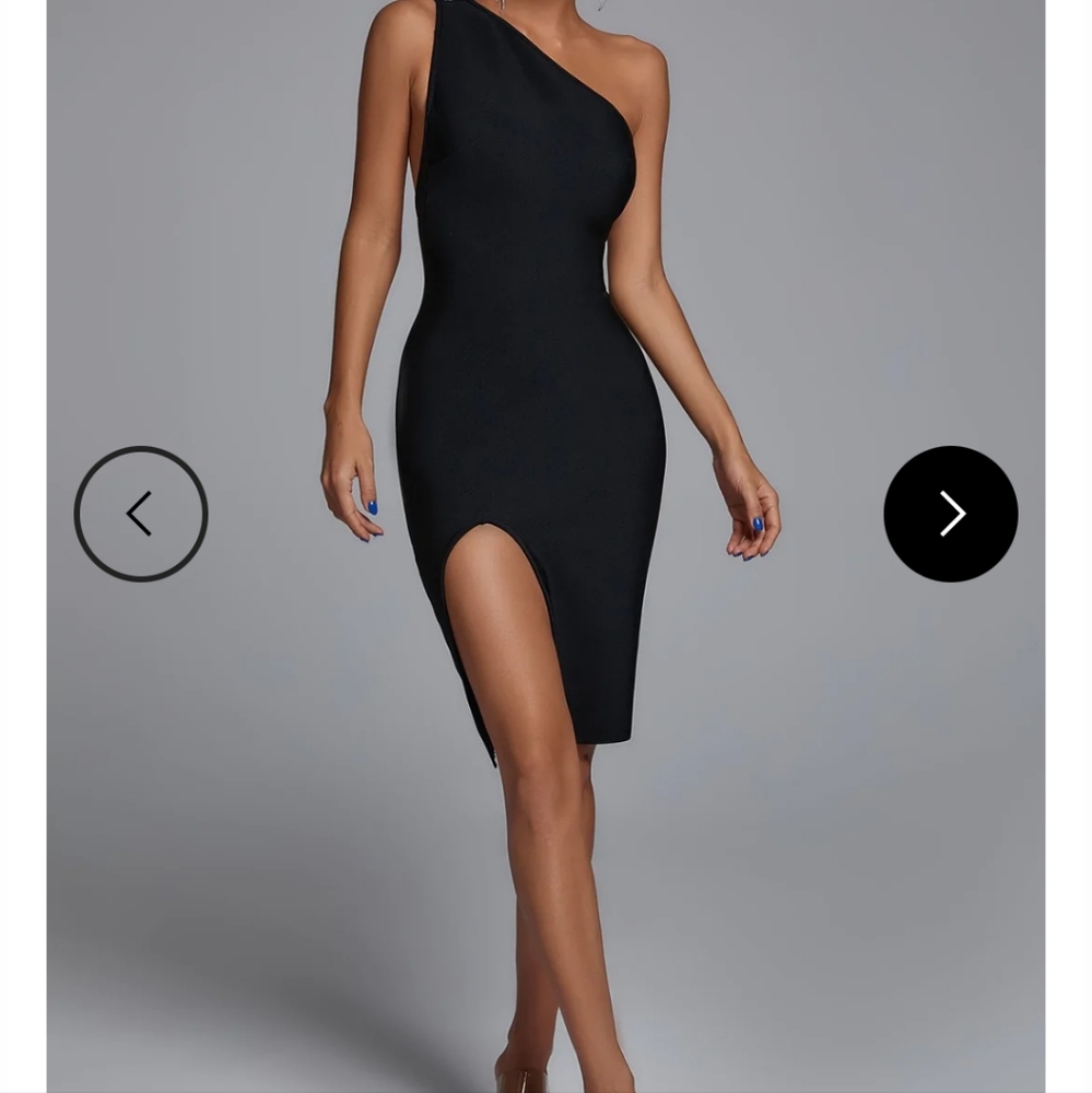 One shoulder black dress